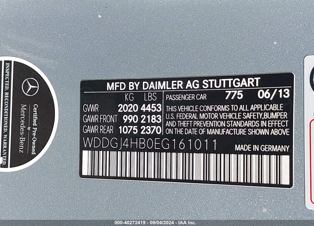 2014 MERCEDES-BENZ C 250 VIN: WDDGJ4HB0EG161011