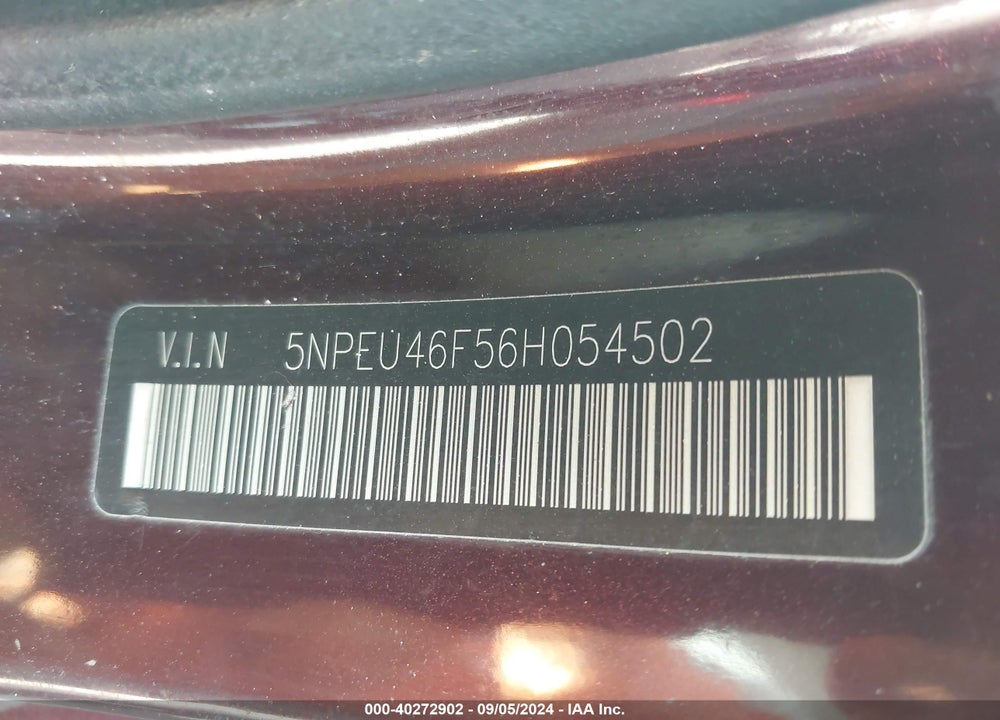 2006 HYUNDAI SONATA GLS V6/LX V6 VIN: 5NPEU46F56H054502