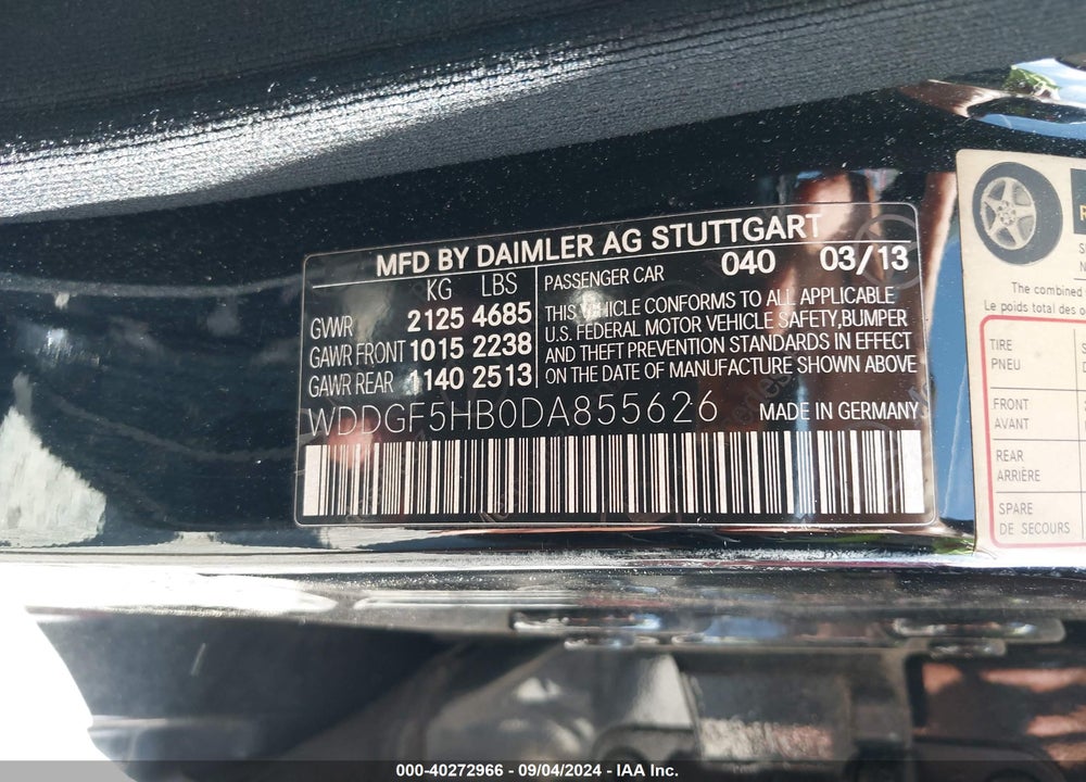 2013 MERCEDES-BENZ C 350 SPORT VIN: WDDGF5HB0DA855626