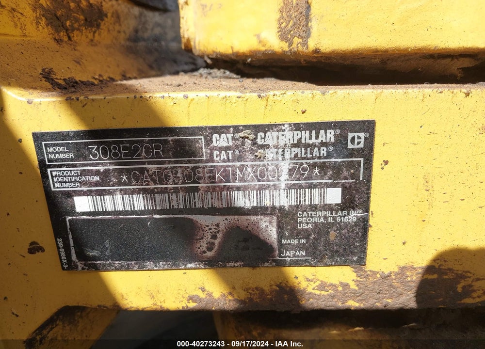 2013 CATERPILLAR 308E2 MINI EXCAVATOR VIN: CAT0308EKTMX00279