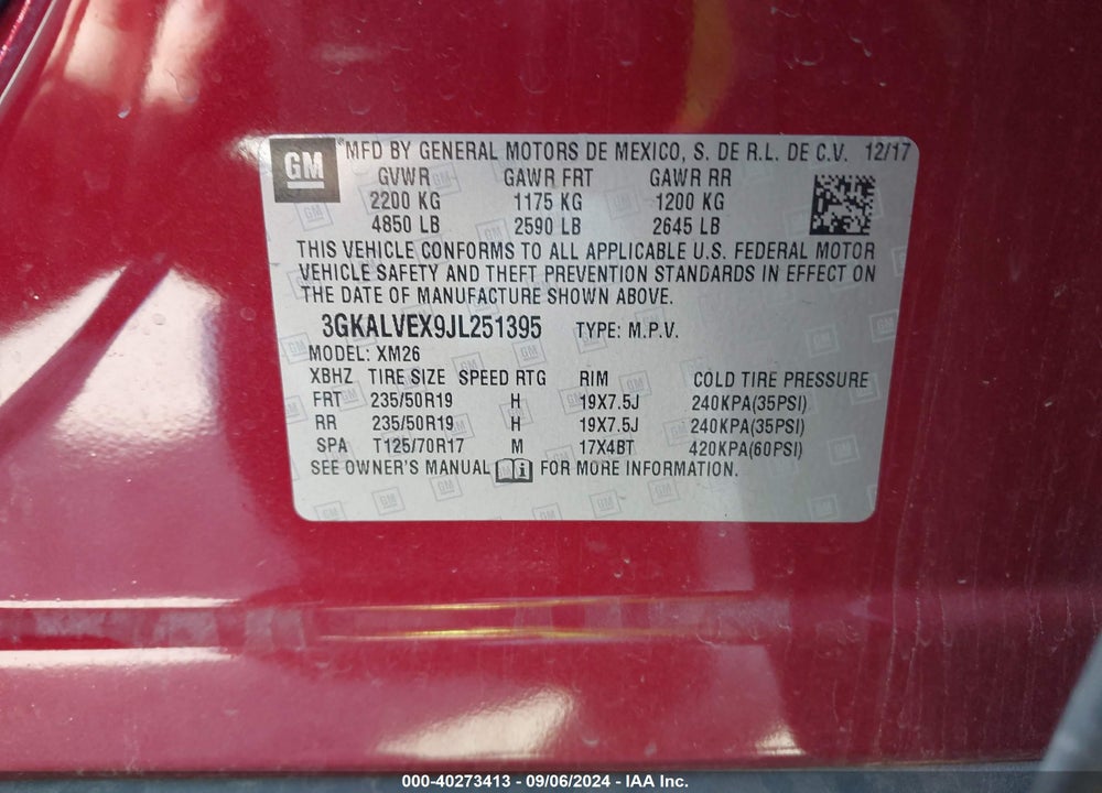 2018 GMC TERRAIN SLT VIN: 3GKALVEX9JL251395