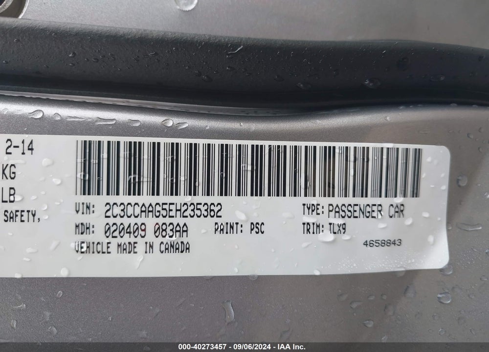 2014 CHRYSLER 300 VIN: 2C3CCAAG5EH235362