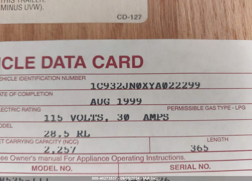 2000 NU-WA OTHER VIN: 1C932JNOXYA022299
