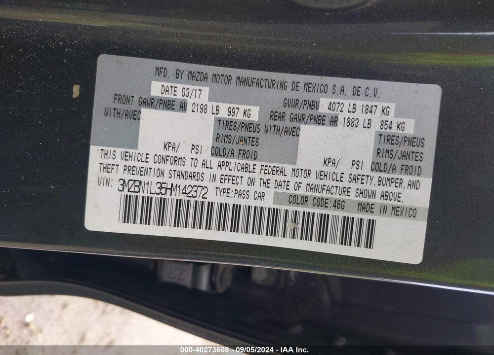 2017 MAZDA 3 TOURING 2.5 VIN: 3MZBN1L35HM142372