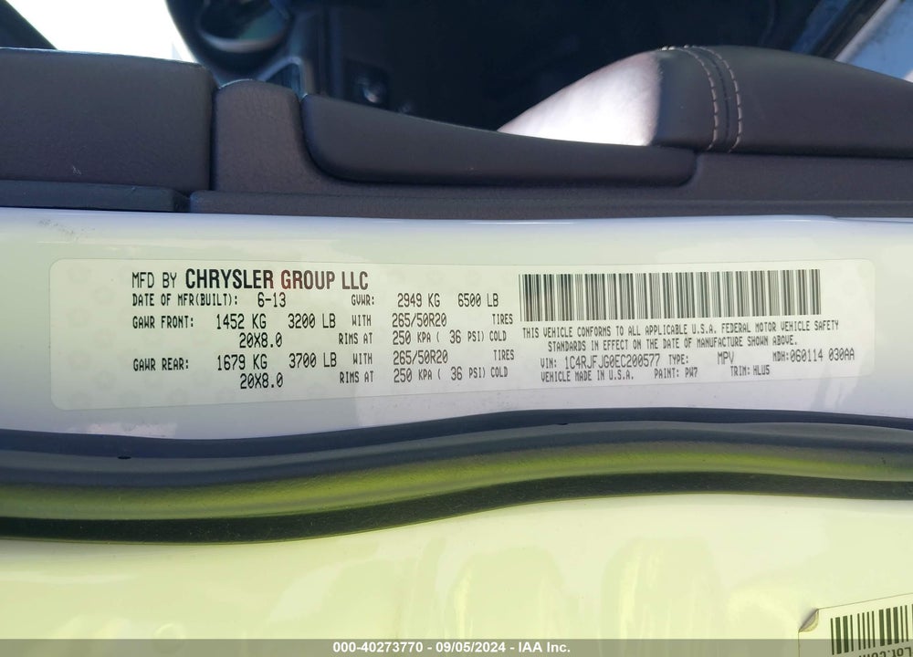 2014 JEEP GRAND CHEROKEE SUMMIT VIN: 1C4RJFJG0EC200577