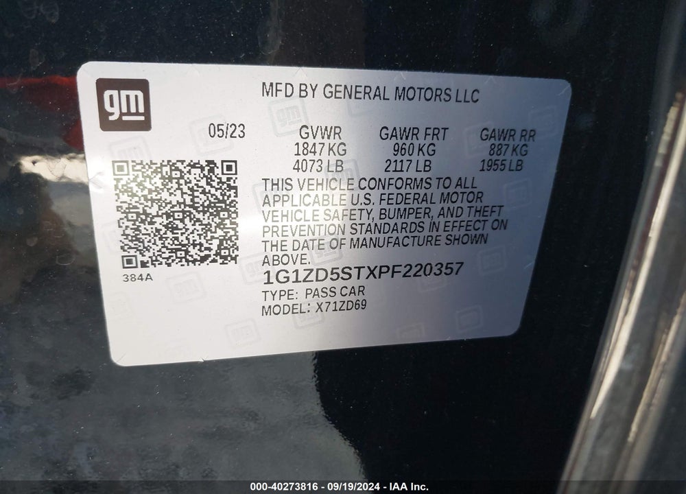 2023 CHEVROLET MALIBU FWD 1LT VIN: 1G1ZD5STXPF220357