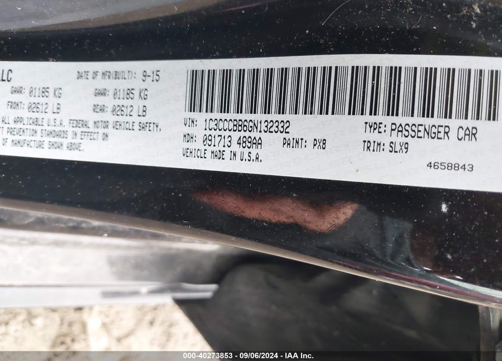 2016 CHRYSLER 200 S VIN: 1C3CCCBB6GN132332