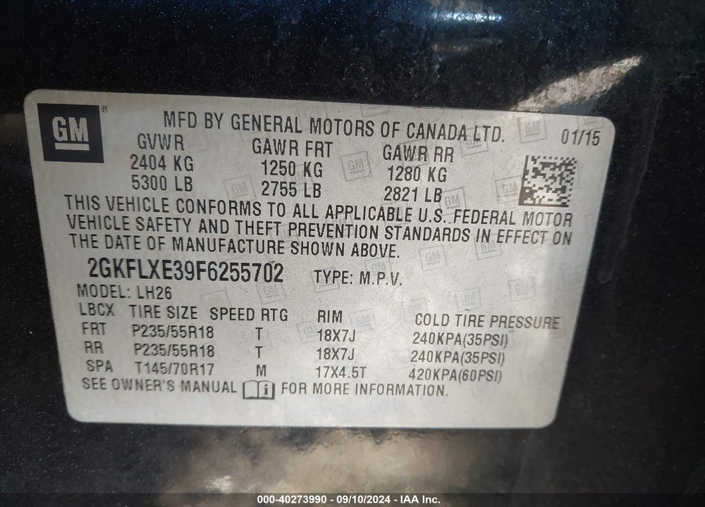 2015 GMC TERRAIN SLT-1 VIN: 2GKFLXE39F6255702