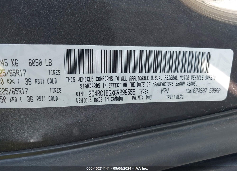 2016 CHRYSLER TOWN & COUNTRY TOURING VIN: 2C4RC1BGXGR298555