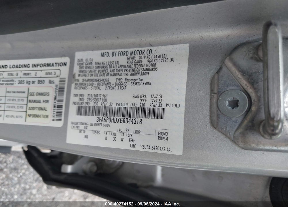2016 FORD FUSION SE VIN: 3FA6P0HDXGR344318
