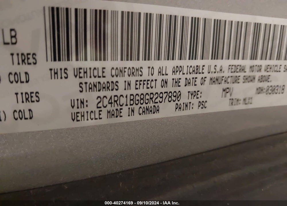 2016 CHRYSLER TOWN & COUNTRY TOURING VIN: 2C4RC1BG8GR297890