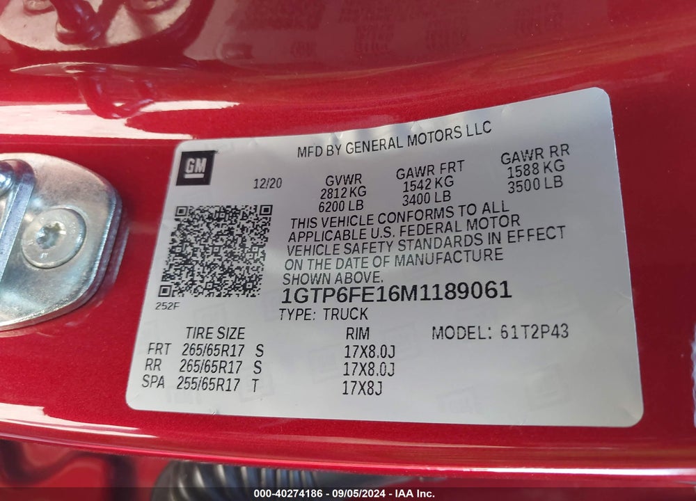 2021 GMC CANYON 4WD SHORT BOX AT4 - LEATHER VIN: 1GTP6FE16M1189061