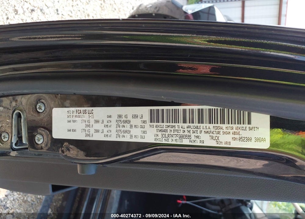 2015 RAM 1500 EXPRESS VIN: 3C6JR7AT7FG683595