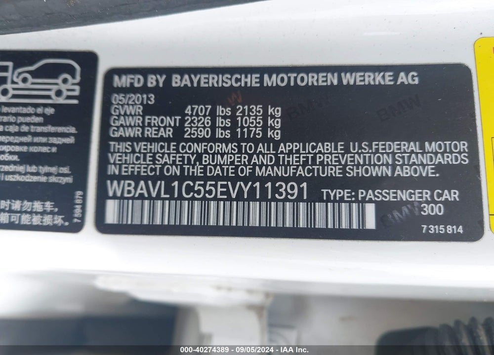 2014 BMW X1 XDRIVE28I VIN: WBAVL1C55EVY11391