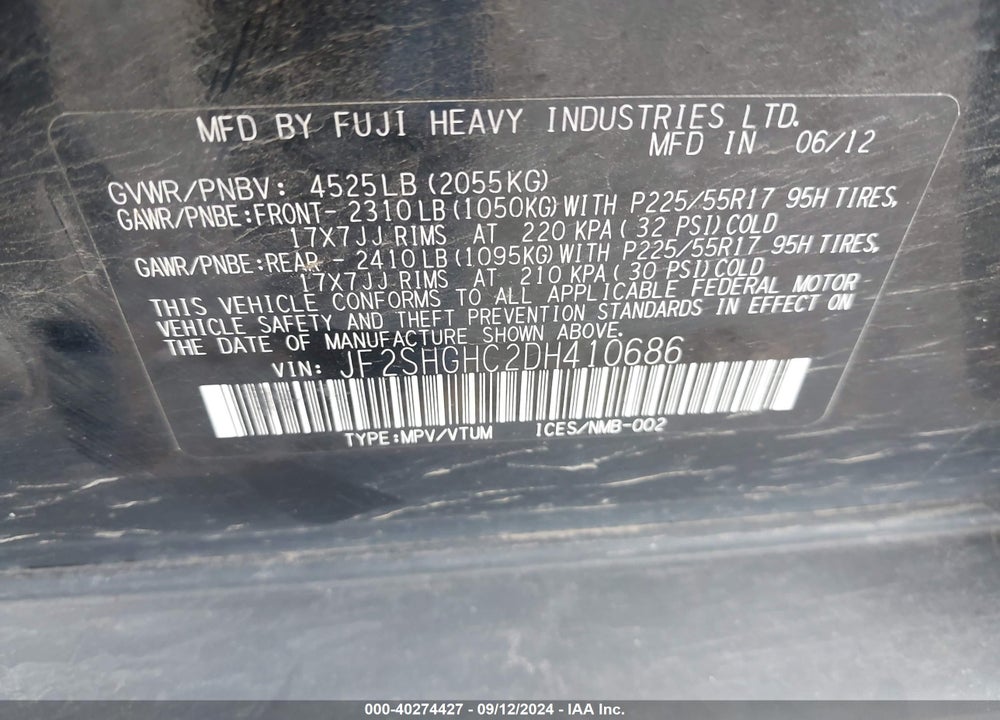 2013 SUBARU FORESTER 2.5XT TOURING VIN: JF2SHGHC2DH410686
