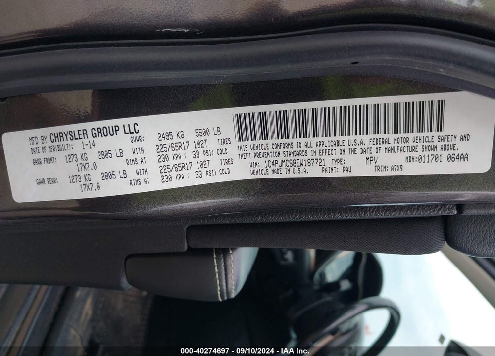 2014 JEEP CHEROKEE LATITUDE VIN: 1C4PJMCS8EW187721