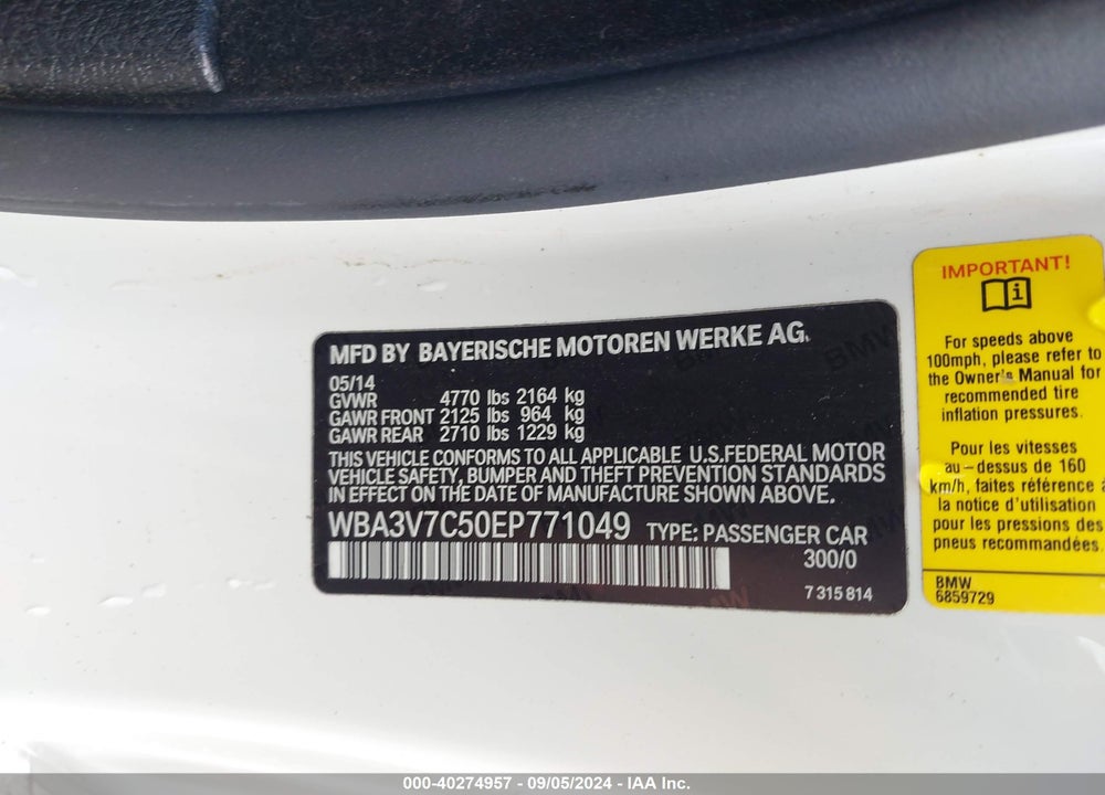 2014 BMW 428I VIN: WBA3V7C50EP771049