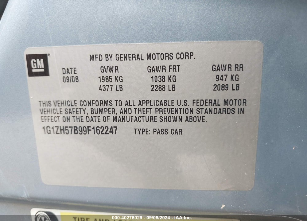 2009 CHEVROLET MALIBU LT VIN: 1G1ZH57B99F162247