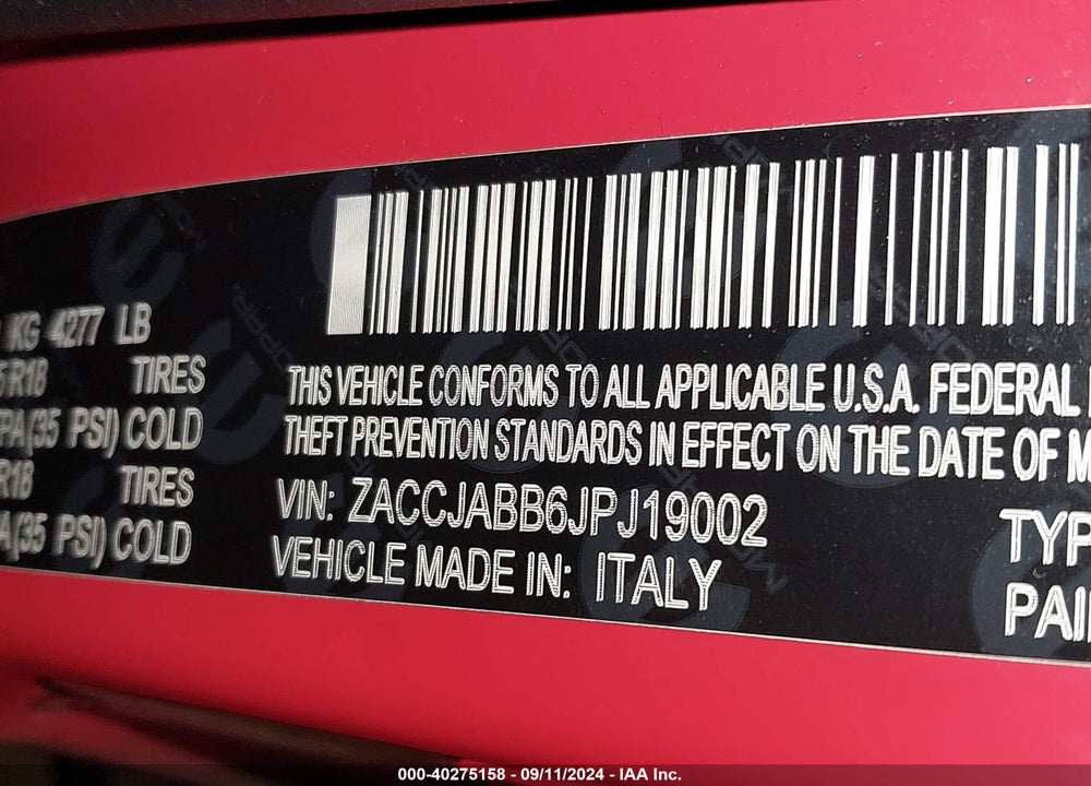 2018 JEEP RENEGADE LATITUDE FWD VIN: ZACCJABB6JPJ19002
