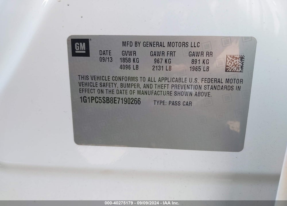 2014 CHEVROLET CRUZE 1LT AUTO VIN: 1G1PC5SB8E7190266