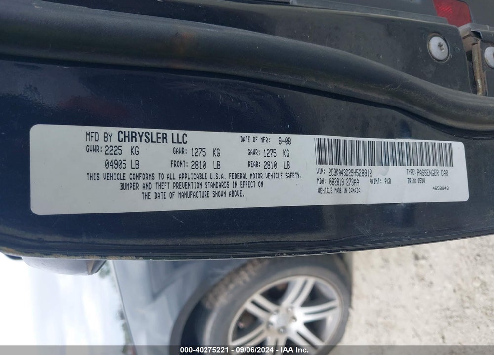 2009 CHRYSLER 300 LX VIN: 2C3KA43D29H528812
