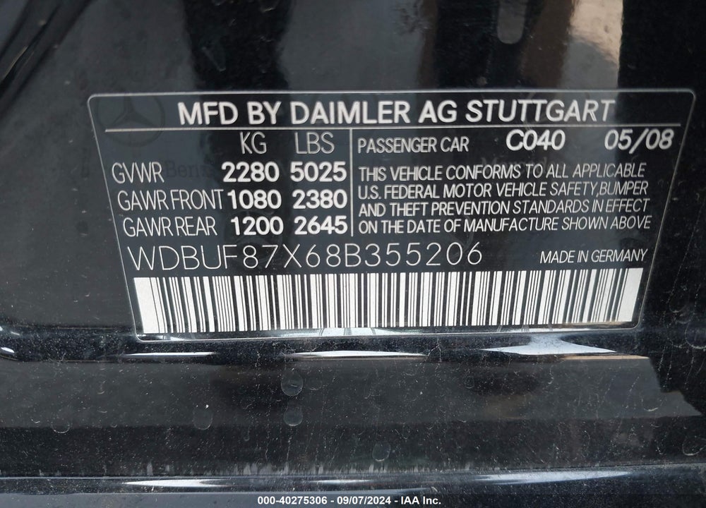 2008 MERCEDES-BENZ E 350 4MATIC VIN: WDBUF87X68B355206