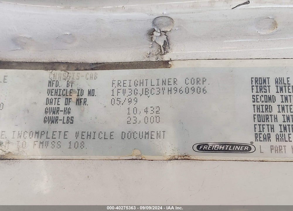 2000 FREIGHTLINER FL60 FL60 VIN: 1FV3GJBC3YH960906