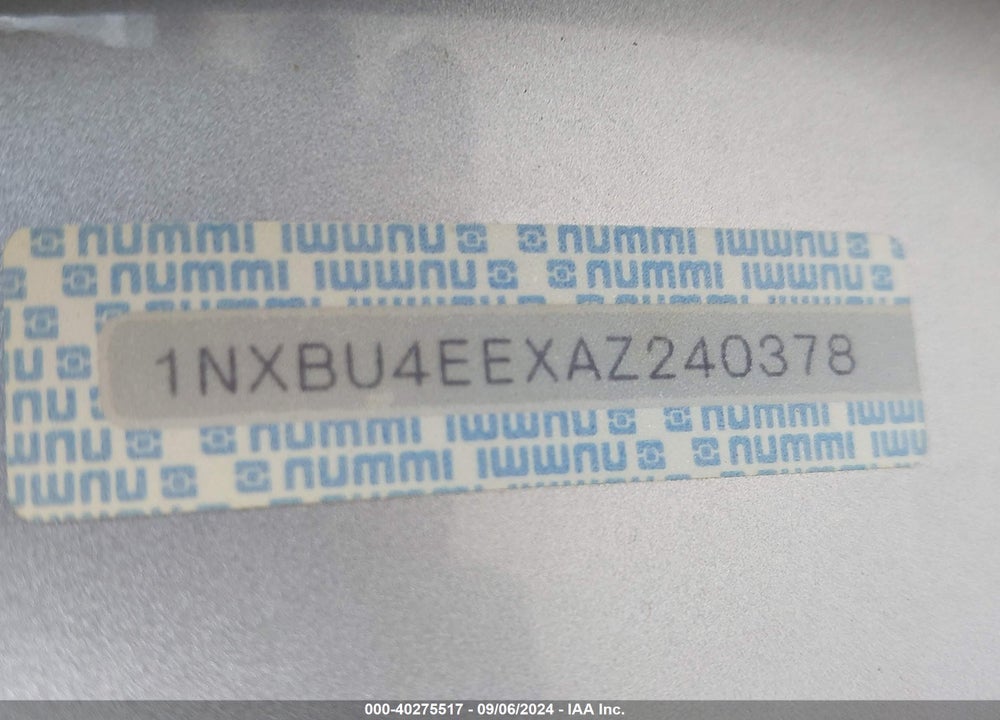 2010 TOYOTA COROLLA LE VIN: 1NXBU4EEXAZ240378