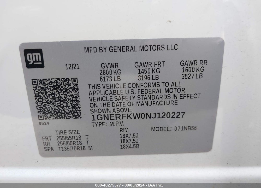 2022 CHEVROLET TRAVERSE FWD LS VIN: 1GNERFKW0NJ120227