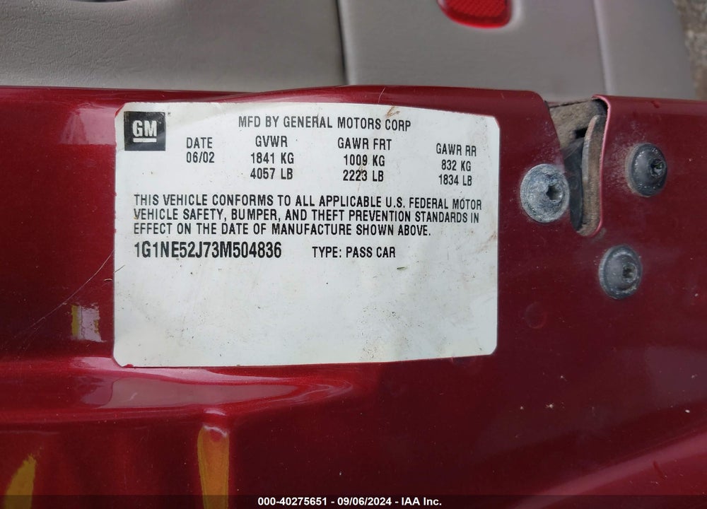 2003 CHEVROLET MALIBU LS VIN: 1G1NE52J73M504836