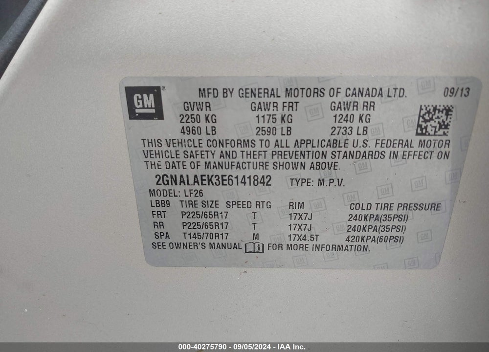 2014 CHEVROLET EQUINOX LS VIN: 2GNALAEK3E6141842