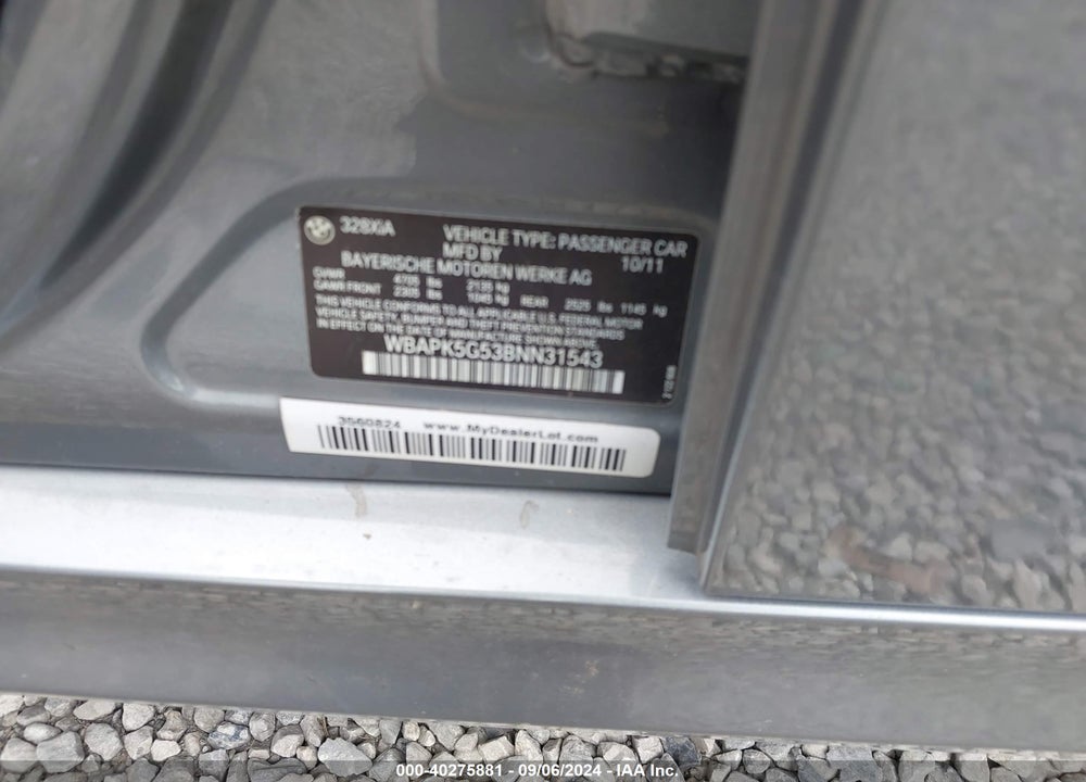 2011 BMW 328I XDRIVE VIN: WBAPK5G53BNN31543