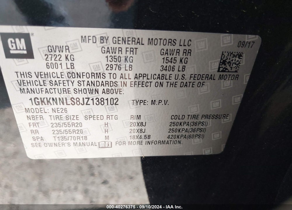 2018 GMC ACADIA SLT-2 VIN: 1GKKNNLS8JZ138102