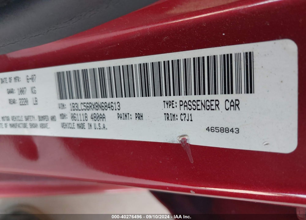 2008 DODGE AVENGER SXT VIN: 1B3LC56RX8N684613