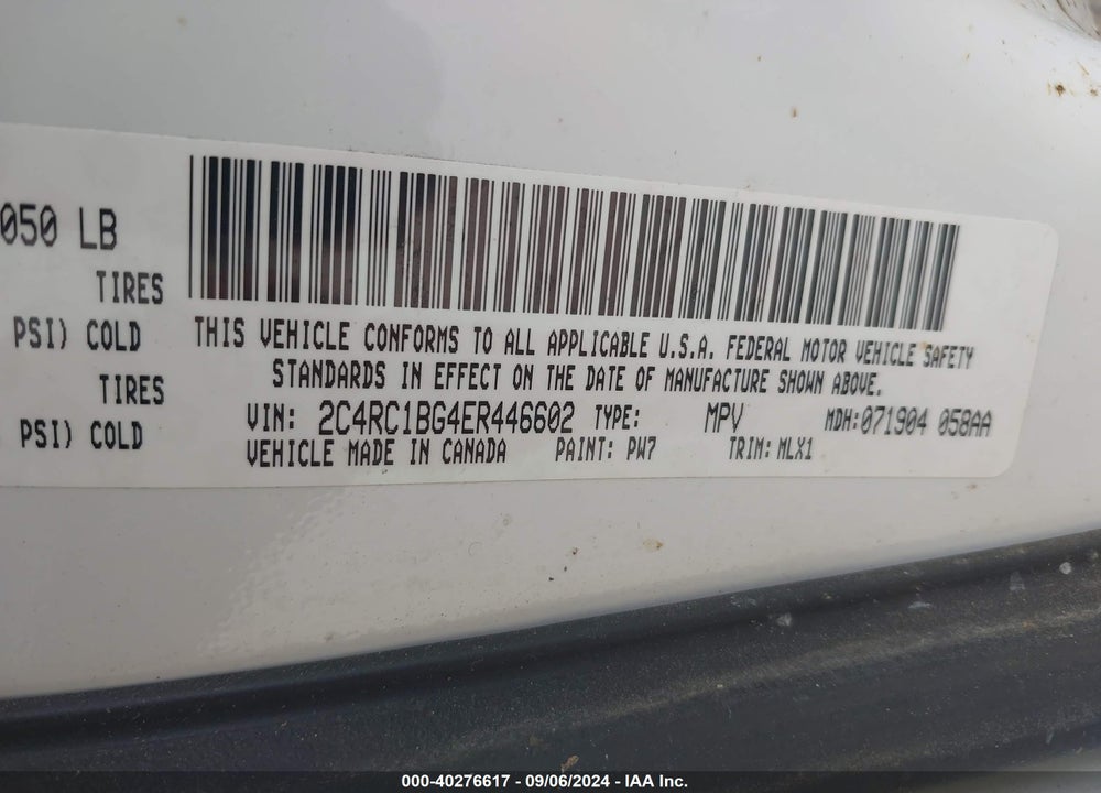 2014 CHRYSLER TOWN & COUNTRY TOURING VIN: 2C4RC1BG4ER446602