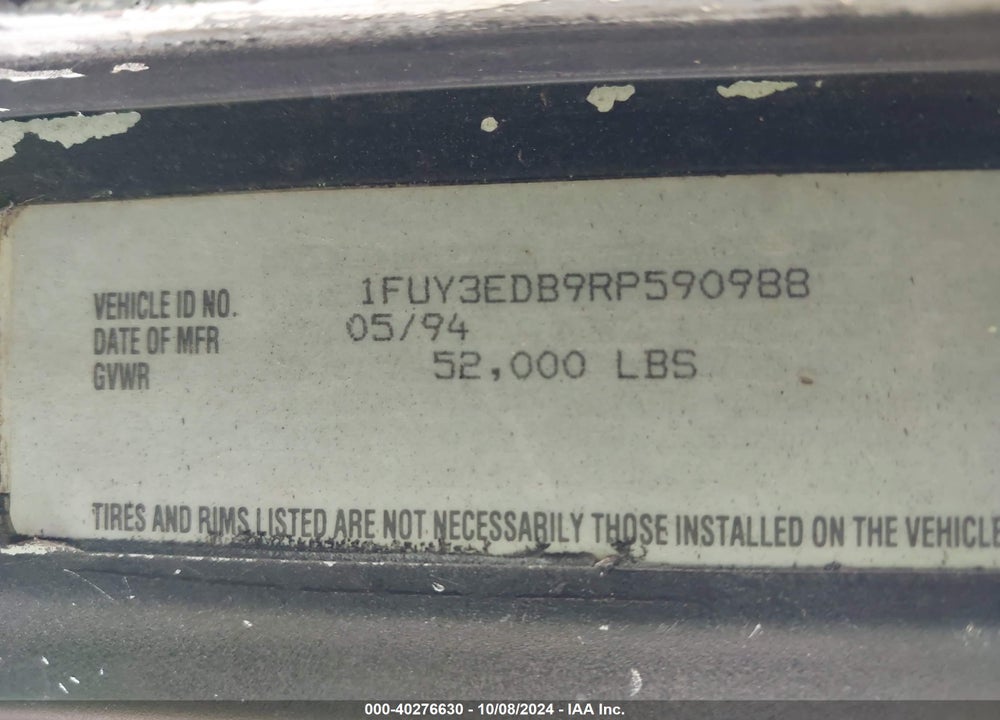 1994 FREIGHTLINER FLD FLD112 VIN: 1FUY3EDB9RP590988