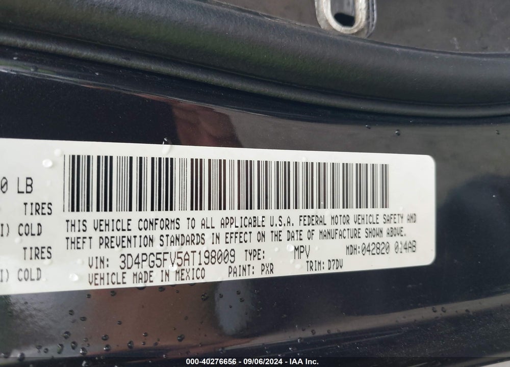 2010 DODGE JOURNEY SXT VIN: 3D4PG5FV5AT198009