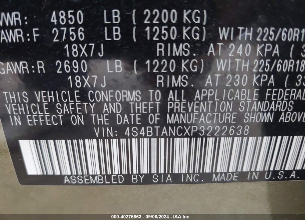 2023 SUBARU OUTBACK LIMITED VIN: 4S4BTANCXP3222638