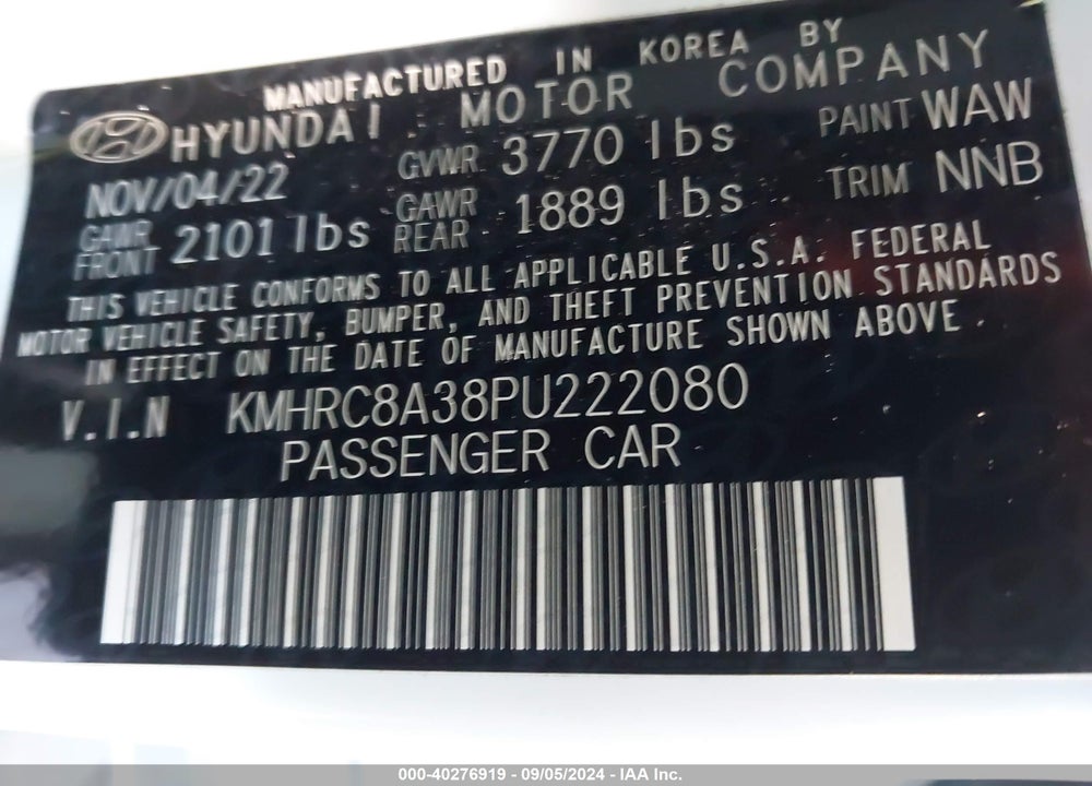 2023 HYUNDAI VENUE SEL VIN: KMHRC8A38PU222080