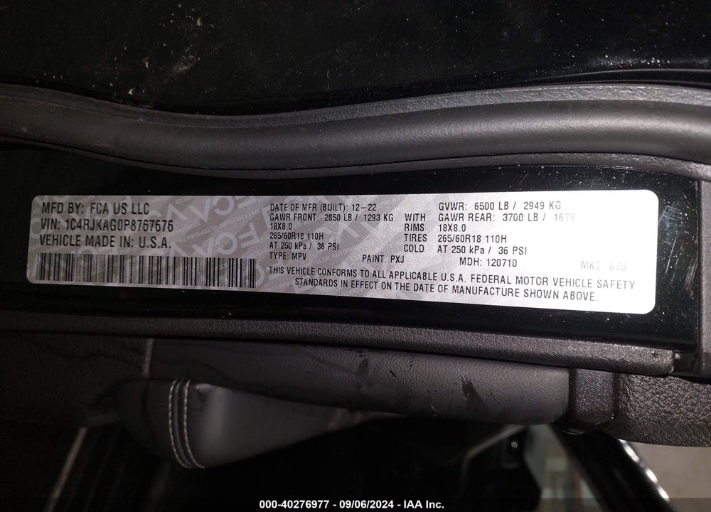 2023 JEEP GRAND CHEROKEE L LAREDO 4X4 VIN: 1C4RJKAG0P8767676