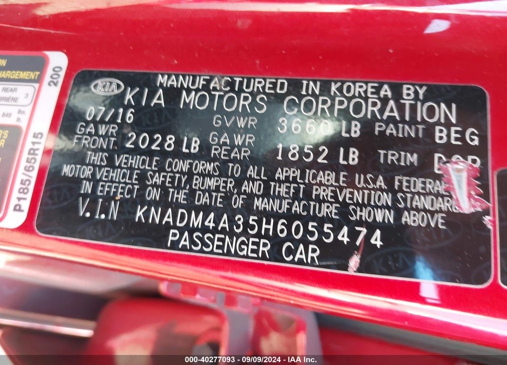 2017 KIA RIO LX VIN: KNADM4A35H6055474