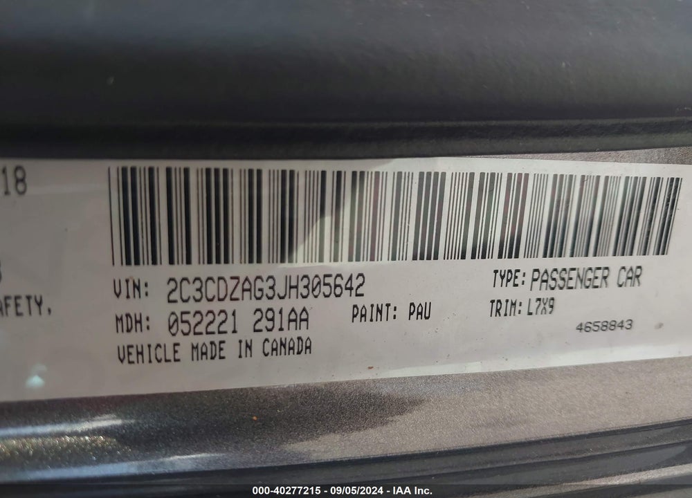2018 DODGE CHALLENGER SXT VIN: 2C3CDZAG3JH305642