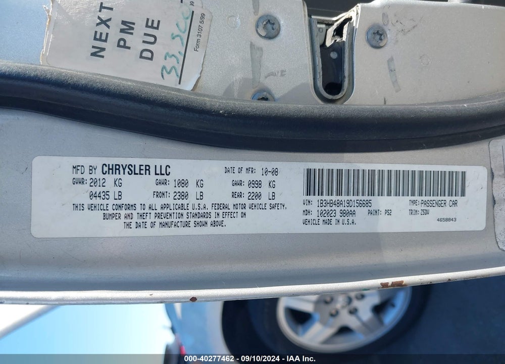 2009 DODGE CALIBER SXT VIN: 1B3HB48A19D156685