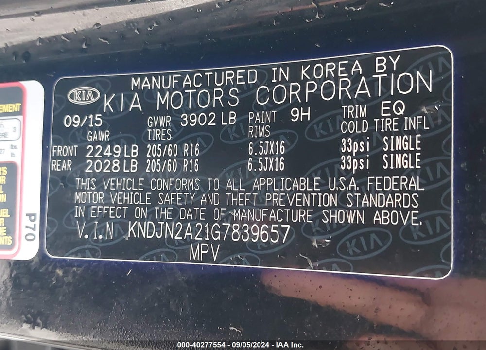 2016 KIA SOUL VIN: KNDJN2A21G7839657