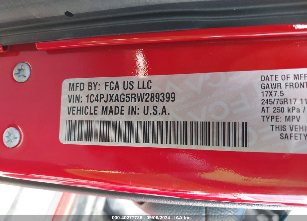 2024 JEEP WRANGLER 2-DOOR SPORT S 4X4 VIN: 1C4PJXAG5RW289399