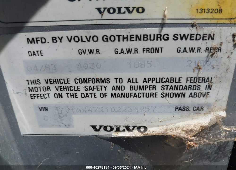 1983 VOLVO 242 GLT VIN: YV1AX4721D2234957