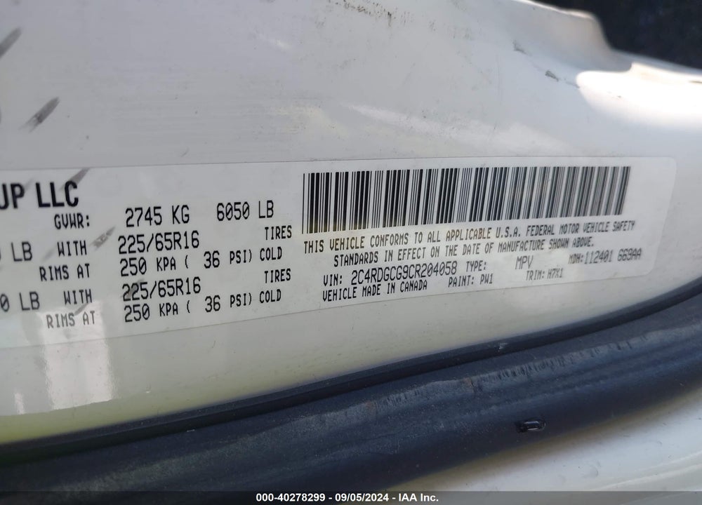 2012 DODGE GRAND CARAVAN SXT VIN: 2C4RDGCG9CR204058