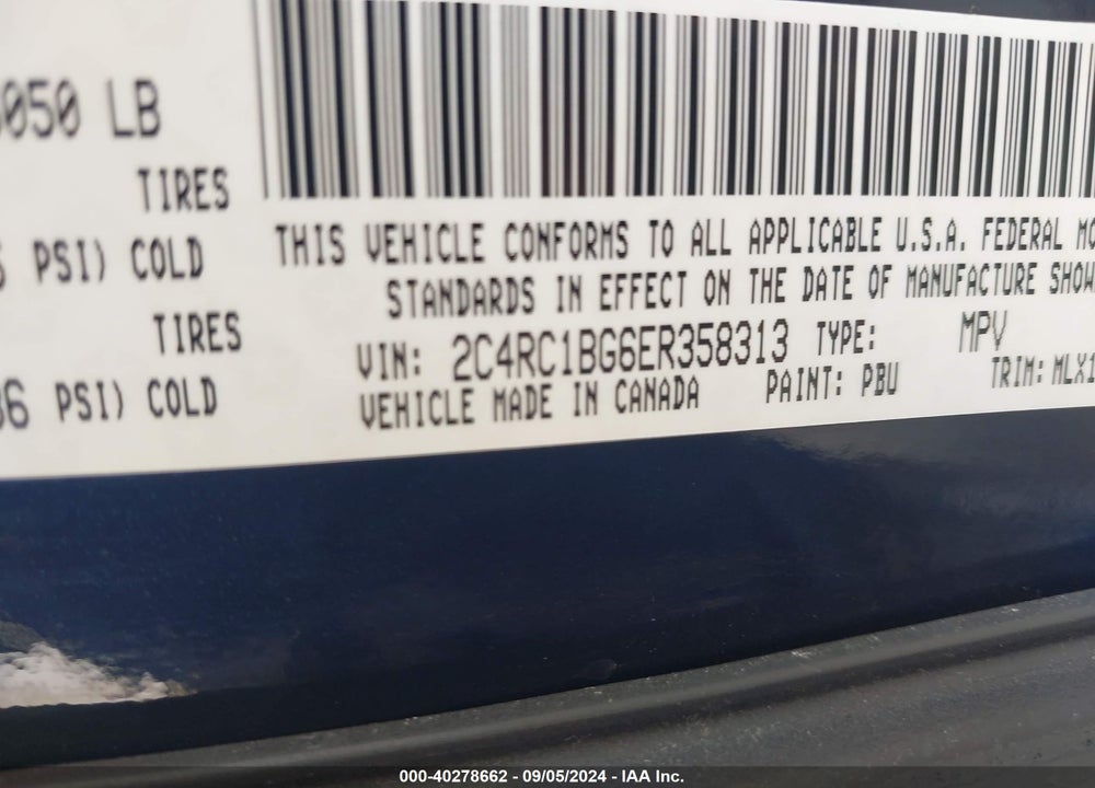 2014 CHRYSLER TOWN & COUNTRY TOURING VIN: 2C4RC1BG6ER358313