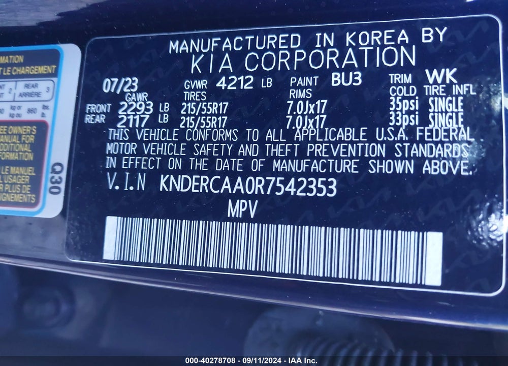 2024 KIA SELTOS EX VIN: KNDERCAA0R7542353