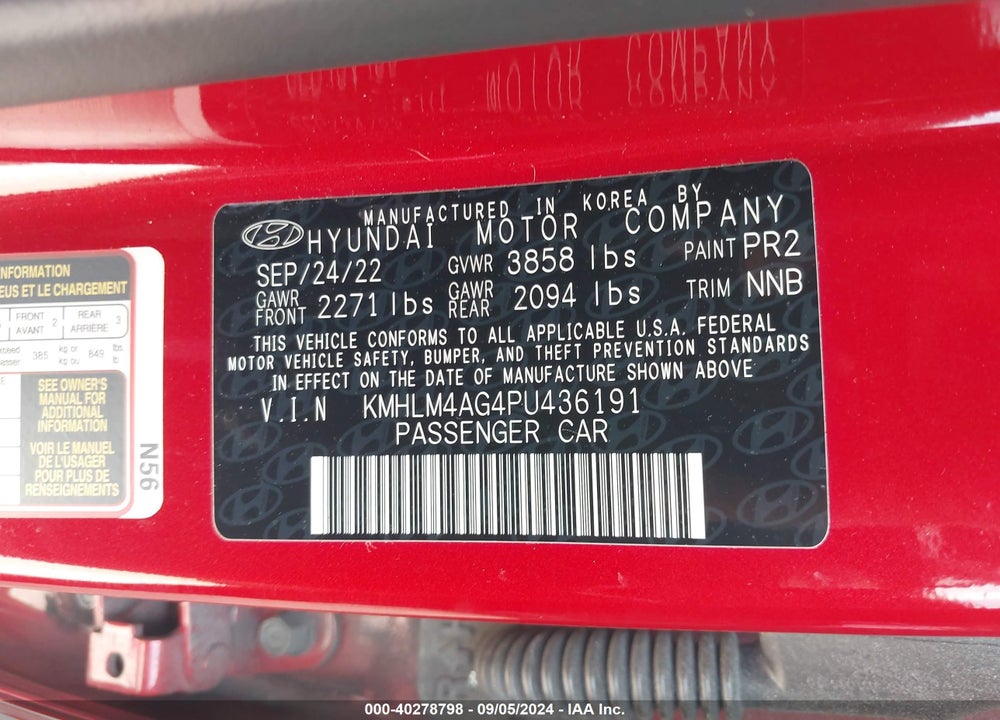 2023 HYUNDAI ELANTRA SEL VIN: KMHLM4AG4PU436191